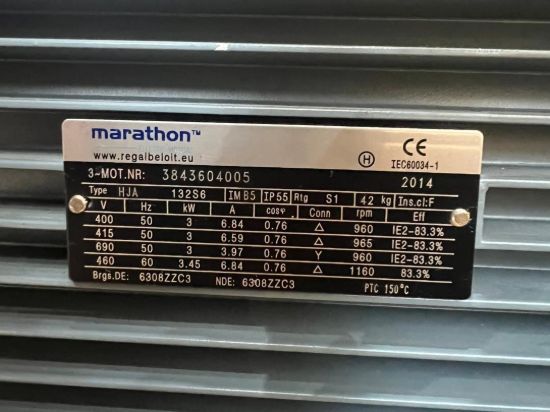 Picture of Marathon HJA Series Asynchronous Electric Motor with 3KW Power and 6Pole