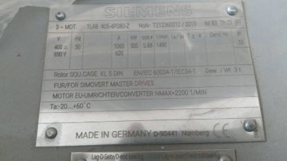 Picture of Siemens motor 1LA8405-4PS80-Z, 4Pole,500KW 