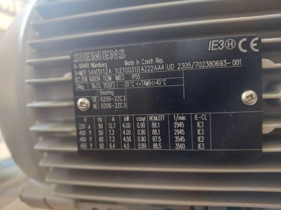 Picture of Siemens 1LE1003-1BA22-2AA4, 4KW,2Pole