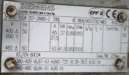 Picture of Siemens 1LG4207-2AA60-Z, 37KW, 2Pole