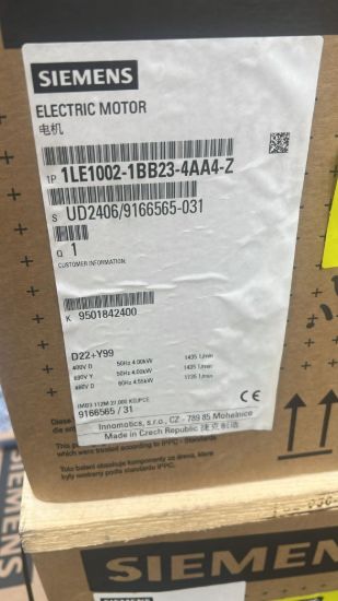 Picture of Siemens motor Type 1LE1002-1BB23-4AA4-Z, 4KW, 4Pole